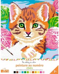 Peinture au numéro chats - Cahier avec palettes et pinceau