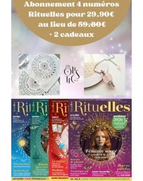 Abonnement au magazine Rituelles + pendule de quartz rose  et planche divinatoire