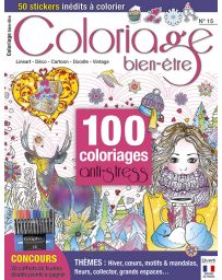 Coloriage bien-être 15 - Thèmes : Hiver, cœurs, motifs et mandalas, fleurs, collector, grands espaces…