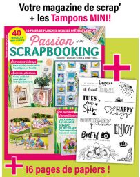 Passion Scrapbooking n°106 - INCLUS : 11 tampons Mini + 16 planches de papiers créatifs