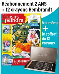 Réabonnement Plaisirs de Peindre (8 numéros) + le coffret de 12 crayons Rembrandt