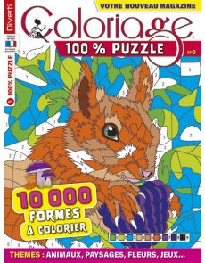 Coloriage 100% Puzzle 3 -  Thèmes animaux, paysages, fleurs, jeux…
