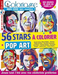 Coloriage 100% Mystère  hors-série 01 - 56 stars à colorier - Pop Art - Magazine de Diverti Editions