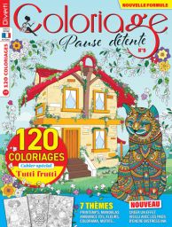Coloriage Pause Détente 9 - 120 dessins comprenant 7 thèmes et un cahier spécial "Tutti frutti" en vente sur divertistore.com