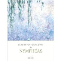 Couverture du livre "Le tout petit livre d’art des Nymphéas" avec peinture impressionniste aux tons bleus et verts représentant un bassin de nénuphars et reflets aquatiques dans le style de Claude Monet. Achat sur Divertistore.com.