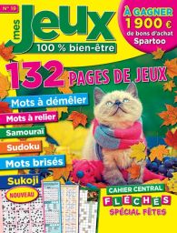 Mes Jeux 100 % Bien-Être 19 - Cahier Fléchés Spécial fêtes - Achat magazine sur Divertistore. Mots à démêler, mots à relier, samouraï, sudoku, mots brisés, Sukoji