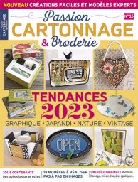 4 tendances à l'honneur dans ce nouveau numéro de Passion cartonnage et Broderie : graphique, Japandi, Nature et Vintage - Achat magazine sur Divertistore