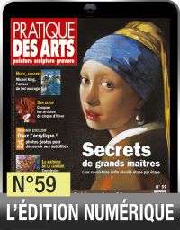L'édition numérique téléchargeable du numéro 59 : un grand dossier sur l'acrylique, une démo de copiste pour apprendre à peindre La jeune fille à la perle de Vermeer, des artistes dans leur atelier…