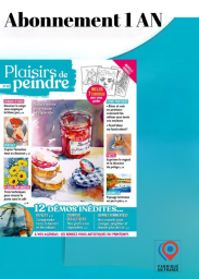 Abonnez-vous à Plaisirs de Peindre qui vous aide à progresser : dessiner et peindre à l'aquarelle, au pastel, à l'huile ou à l'acrylique, cela nécessite des conseils. Vous apprendrez à composer un tableau, faire des croquis et maîtriser…