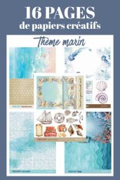 Lot de 16 pages de papiers - Thème marin - Passion Scrapbooking n°111