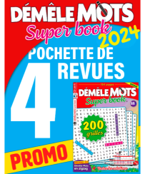 Pochette 2024 Démêle Mots Super Book : 4 numéros avec 200 grilles de mots mêlés pour jouer, enrichir votre vocabulaire et stimuler votre esprit.