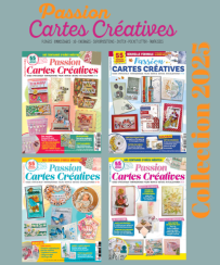Pochette 2024 Passion Cartes Créatives : 4 numéros (73 à 76) avec idées de cartes, techniques papier, tutos pas à pas et créations festives. Achat magazine sur Divertistore