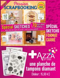 Passion Scrapbooking spécial SKETCHES magazine Hors-série n°21 avec une planche de tampons diamant AZZA
