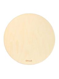 Photographie du Tambour Océan de la marque Omsaé. L'image montre l'instrument de face sur fond blanc : il s'agit d'un grand disque au design épuré, dont la surface est entièrement recouverte d'un placage en bois clair laissant joliment apparaître les vein