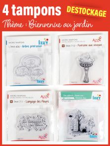 4 tampons - Thème "Bienvenue dans mon jardin" pour le scrapbooking et les cartes créatives