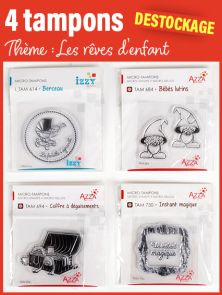 4 tampons - Thème "Les rêves d'enfant" pour le scrapbooking et les cartes créatives