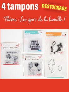 4 tampons - Thème "Les gars de la famille" pour le scrapbooking et les cartes créatives