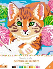 Peinture au numéro chats - Avec 2 tableaux et 2 palettes de peinture de 12 couleurs
