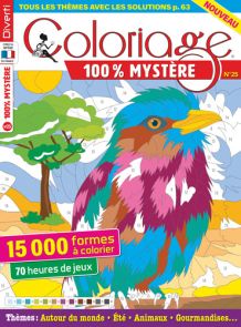 Coloriage 100% Mystère 25 - Thèmes : Autour du monde - Eté - Animaux - Gourmandises - Magazine de Diverti Editions