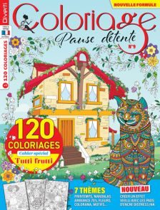 Coloriage Pause Détente 9 - 120 dessins comprenant 7 thèmes et un cahier spécial "Tutti frutti" en vente sur divertistore.com