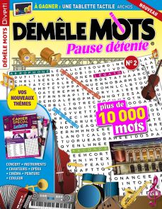 revue Démêle Mots Pause Détente 2 - Thèmes Concert, instruments, chansons, opéra, cinéma, peinture, couleur. cahier Spécial Loisirs. 94 grilles +10.000 mots à démêler