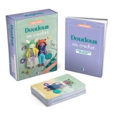 Face avant du coffret Mes doudous au crochet par Caro Tricote. On y voit un lapin et un ours amigurumis ainsi que le carnet technique. Un kit créatif idéal pour réaliser 20 modèles tendres et originaux sur Divertistore.com.