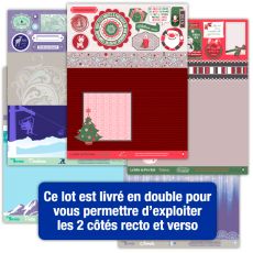 Lot de 16 pages d'étiquettes Papiers Créatifs - Thème Nouvelle année, Noël, Sports d'hiver
