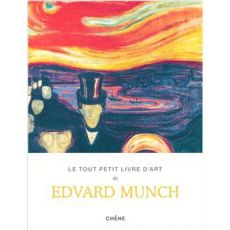Couverture du livre "Edvard Munch – Le tout petit livre d’art" avec reproduction d’une œuvre expressionniste aux couleurs vives rouge et jaune, personnages stylisés au premier plan et paysage tourmenté en arrière-plan. Achat sur Divertistore.com.