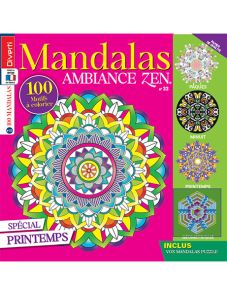 Spécial printemps - Mandalas Ambiance Zen 33 - L'hiver arrive et les jolis mandalas aussi ! Découvrez le numéro 33 de Mandalas Ambiance Zen, parfait pour de longues sessions coloriage au soleil ! Achat magazine sur Divertistore
