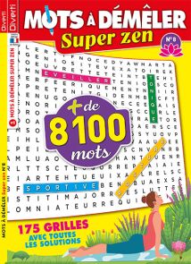 Détendez-vous en dénichant les mots mêlés de ces 175 grilles de Mots à Démêler Super Zen n°8  - Diverti Editions