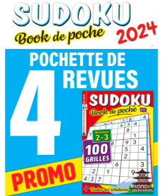Pochette 2024 Sudoku de Poche : 4 numéros avec 100 grilles chacun, niveau 2‑3, pour jouer, réfléchir et progresser en sudoku partout.