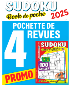 Pochette 2025 Sudoku de Poche : 4 numéros de grilles variées dans un format compact pour jouer, réfléchir et progresser partout, à tout moment.