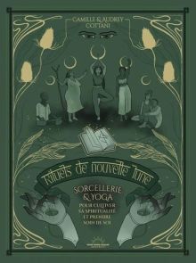 Couverture du livre "Rituels de nouvelle lune : Sorcellerie et Yoga pour se reconnecter à sa puissance intérieure" de Letizia Azi (Éditions Jouvence). Le design est nocturne et poétique, montrant une lune noire entourée d'un halo doré, des étoiles et des 