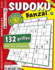 Le magazine Sudoku Banzai n°5 de Diverti Editions de niveaux 5-6-7 pour des heures de concentration