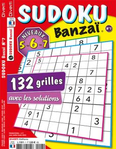 Le magazine Sudoku Banzai n°5 de Diverti Editions de niveaux 5-6-7 pour des heures de concentration